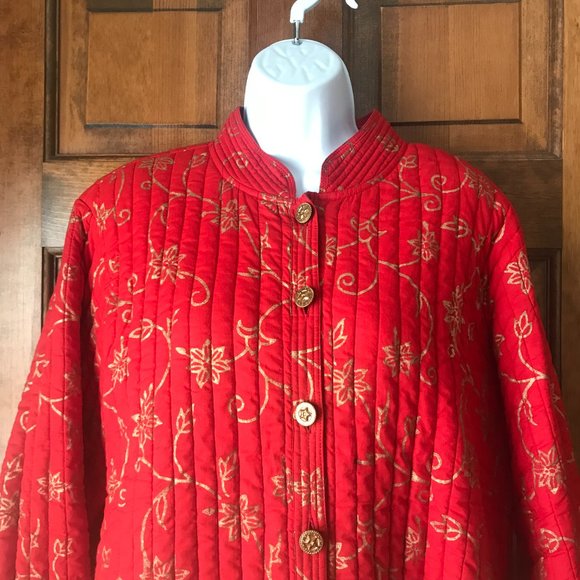 National Geographic by Pfeifer Studio Red w/Gold Swirls Quilted Jacket X-Large - Picture 2 of 13